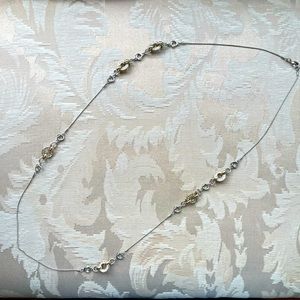 Loft interlocking long silver and gold necklace